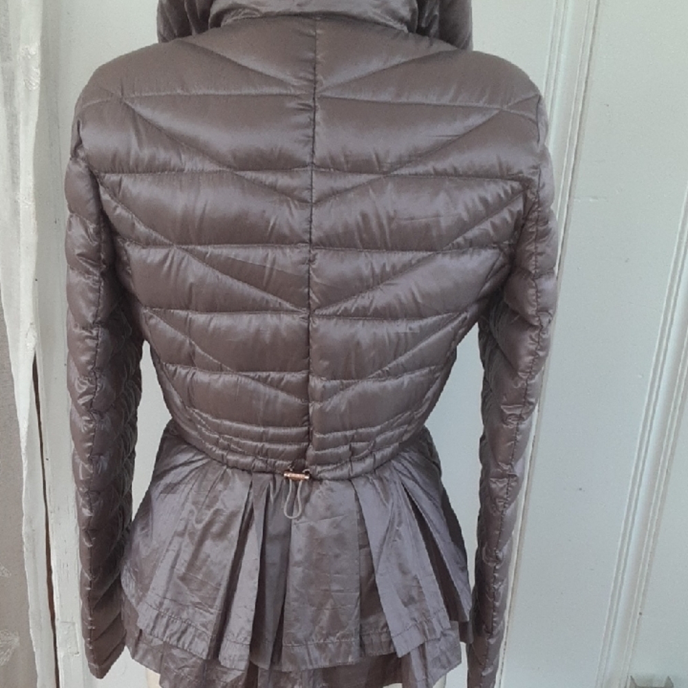 CALVIN KLEIN PREMIUM DOWN PEPLUM PURPLE COAT